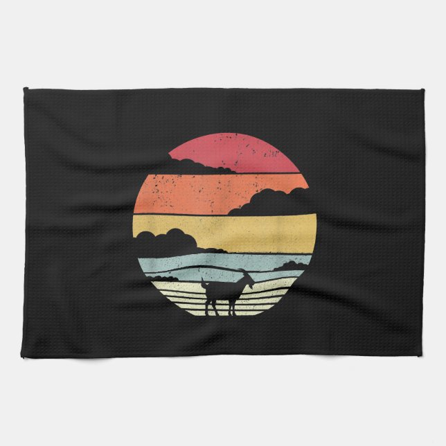 Funny Vintage Goat Gift Tea Towel (Horizontal)