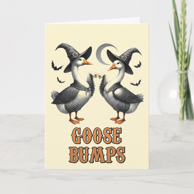 Funny Vintage Goose Bumps Halloween Holiday Card (Front)