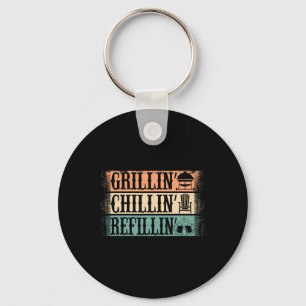Funny Vintage Grill Dad - Grilling Chilling Refill Key Ring