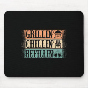 Funny Vintage Grill Dad - Grilling Chilling Refill Mouse Pad