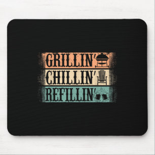 Funny Vintage Grill Dad - Grilling Chilling Refill Mouse Pad