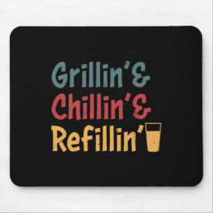 Funny Vintage Grill Dad - Grilling Chilling Refill Mouse Pad