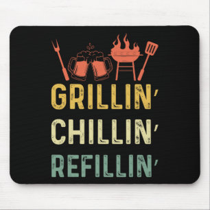 Funny Vintage Grill Dad - Grilling Chilling Refill Mouse Pad