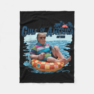 Funny Vintage Gulf Of Us America 2025 American Fla Fleece Blanket