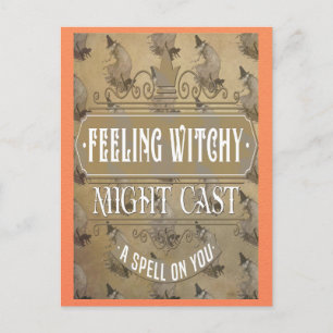 Funny Vintage Halloween Witch Witchy Spell Postcard