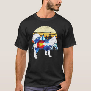 Funny Vintage Husky Dog Colorado Flag Sunset Retro T-Shirt