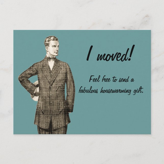 Funny Vintage I Moved Announcement Postcard (Front)