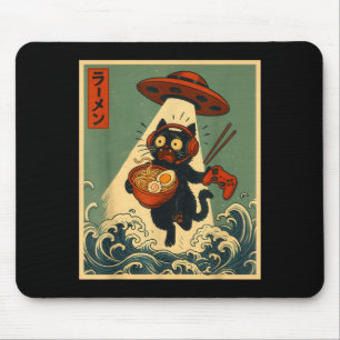Funny Vintage Japanese Anime Cat Gamer Ramen Ufo G Mouse Pad