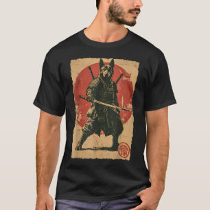 Funny Vintage Japanese Art German Shepherd Ninja T-Shirt