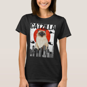 Funny Vintage Japanese Catzilla Himalayan Cat T-Shirt