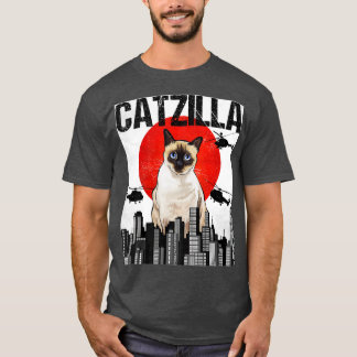 Funny Vintage Japanese Catzilla Siamese Cat  T-Shirt