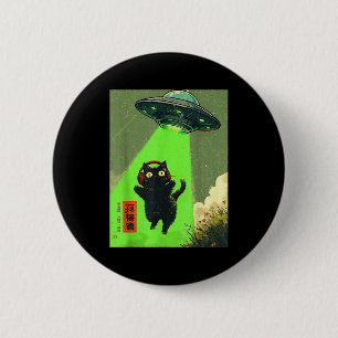 Funny Vintage Japanese Cute Cat Ufo Alien Youth Ki 6 Cm Round Badge