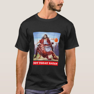 Funny Vintage Jesus Vs Satan Sketll - Not Today Sa T-Shirt