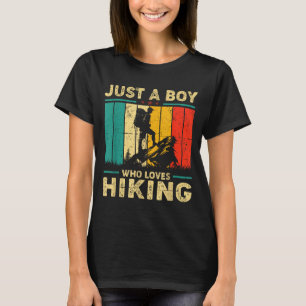 Funny Vintage Just A Boy Who Loves Hiking T-Shirt