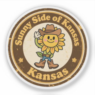 Funny Vintage Kansas Sunflower Cowboy Retro
