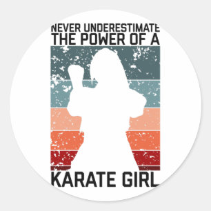 funny vintage karate girl quote sayings. classic round sticker
