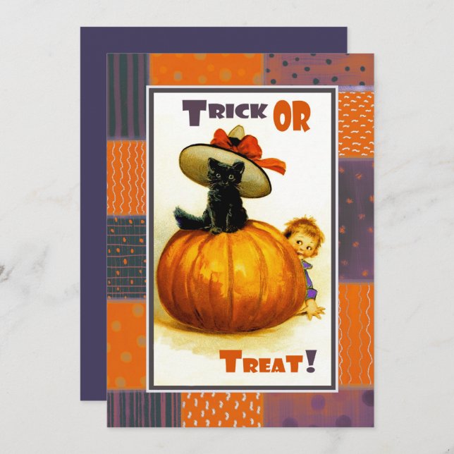 Funny Vintage Kid Halloween Party Invitations (Front/Back)
