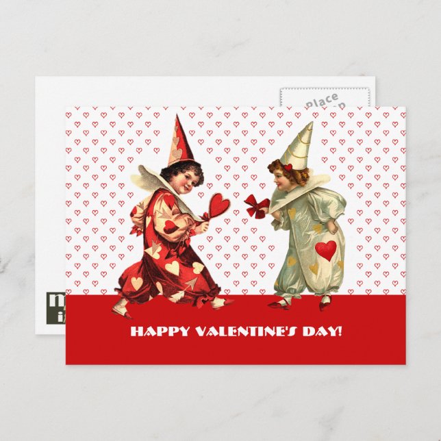 Funny Vintage Kids Valentine's Day Postcards (Front/Back)