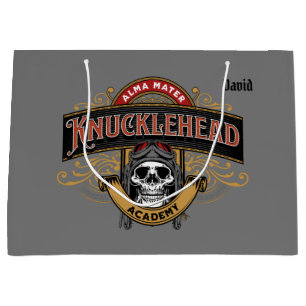 Funny Vintage Knucklehead Academy Skull  Large Gift Bag