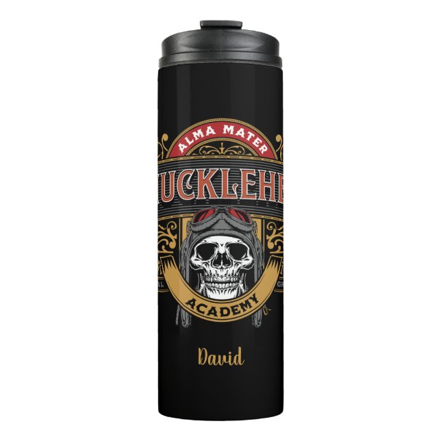 Funny Vintage Knucklehead Academy  Skull    Thermal Tumbler (Front)