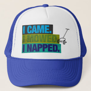Funny vintage lawn mower mowing dad joke honey do trucker hat