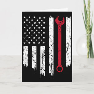 Funny Vintage Mechanic Distressed American Flag Gi Card
