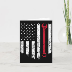 Funny Vintage Mechanic Distressed American Flag Gi Card