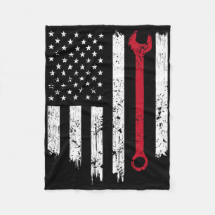 Funny Vintage Mechanic Distressed American Flag Gi Fleece Blanket