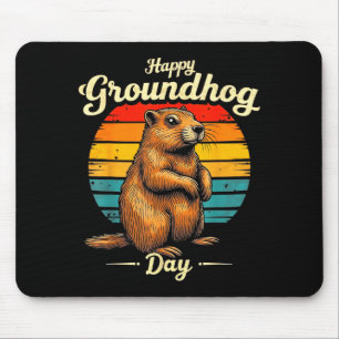 Funny Vintage Meteorology Groundhog Happy Groundho Mouse Pad