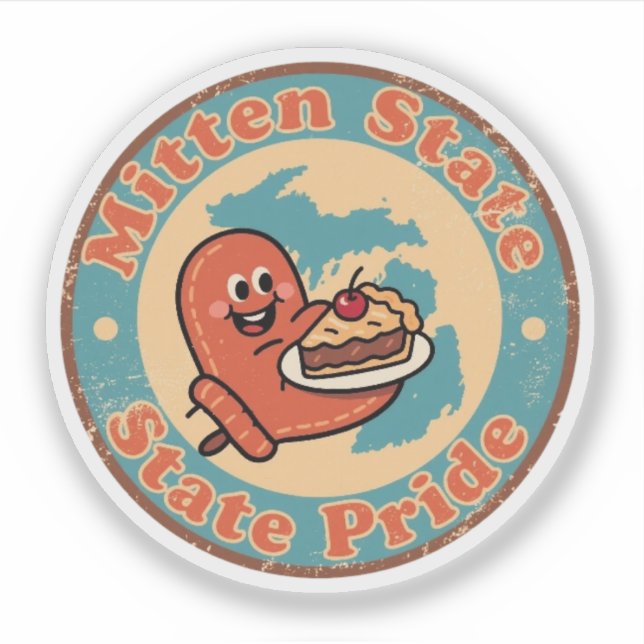 Funny Vintage Michigan Mitten Cherry Pie Retro (Front)