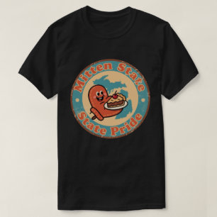 Funny Vintage Michigan Mitten Cherry Pie Retro T-Shirt
