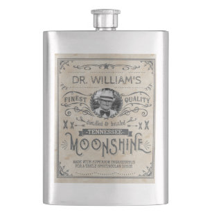 Funny Vintage Moonshine Hillbilly Medicine Custom Hip Flask