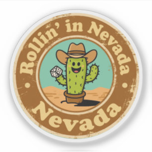 Funny Vintage Nevada Cactus Cowboy Hat Dice Retro