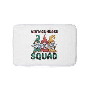 Funny Vintage Nurse Squad Nursing Gnomes Bath Mat