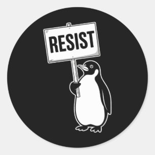 Funny Vintage Penguin Resist Cool Penguins Resist Classic Round Sticker