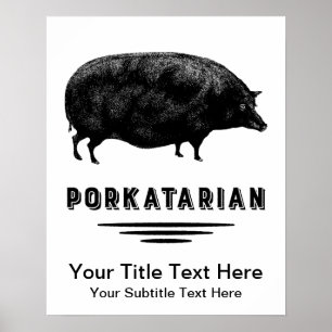 Funny Vintage Pig Bacon Lover Humour Poster