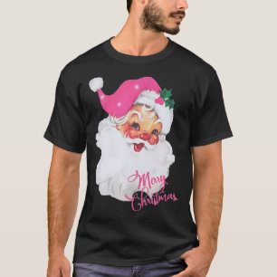 Funny Vintage Pink Santa Claus Pink Christmas Desi T-Shirt