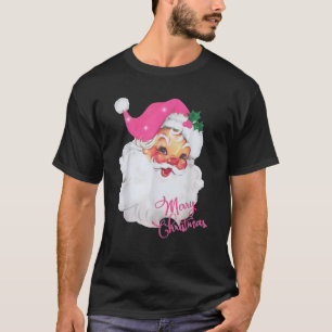 Funny Vintage Pink Santa Claus Pink Christmas Desi T-Shirt