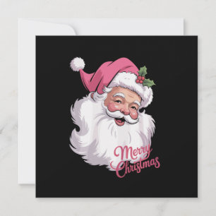 Funny Vintage Pink Santa Claus Pink Merry Xmas Holiday Card