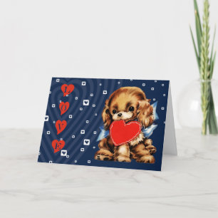 Funny Vintage Puppy Valentine's Day Holiday Card