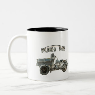 Funny Vintage Push Me Motorcycle Two-Tone Coffee Mug