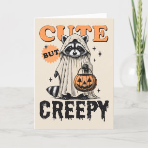 Funny Vintage Racoon Cute But Creepy Halloween Holiday Card
