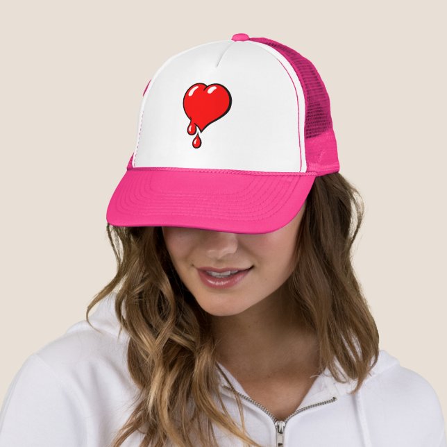 Funny Vintage Red Bleeding Heart Liberal Pop Art Trucker Hat (In Situ)