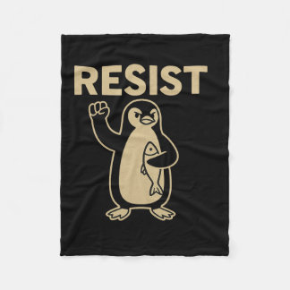Funny Vintage Resist Penguin Activism Graphic Desi Fleece Blanket