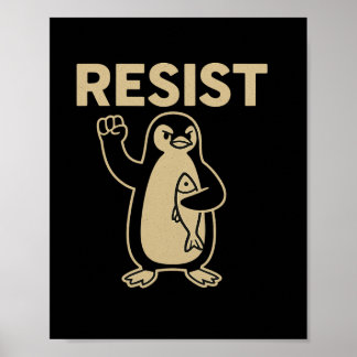 Funny Vintage Resist Penguin Activism Graphic Desi Poster