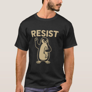 Funny Vintage Resist Penguin Activism Graphic Desi T-Shirt