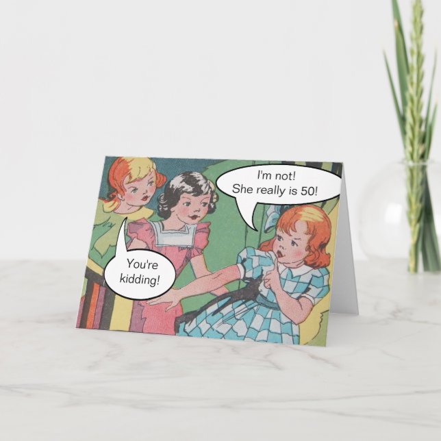 Funny Vintage Retro Cartoon Comic Birthday Card (Front)