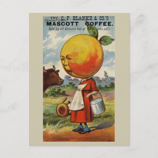 Funny Vintage Retro Coffee Advertisement Postcard (Front)