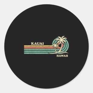 Funny Vintage Retro Summer Vacation Hawaii Kauai B Classic Round Sticker