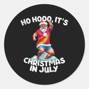 Funny Vintage Retro Summer Vacation It's Christmas Classic Round Sticker